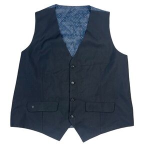 Louis Philippe Waistcoat Vest Size 46 Black Navy Inside Gods & Kings